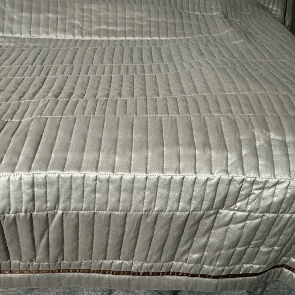 Duvet Silver 5 pc set Park Ave collection Duvet, two pillows shams 2 cur…
